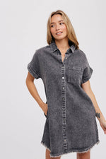 Emma Frayed Denim Shirt Dress