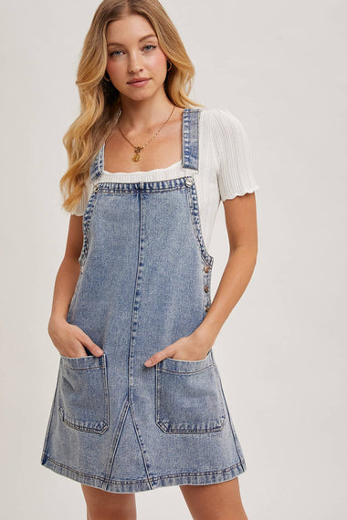 Norah Denim Overall Mini Dress