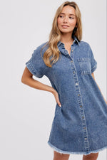 Emma Frayed Denim Shirt Dress