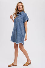 Emma Frayed Denim Shirt Dress