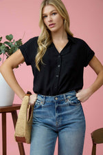 Capri Drop Shoulder Button-up Top