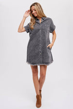 Emma Frayed Denim Shirt Dress