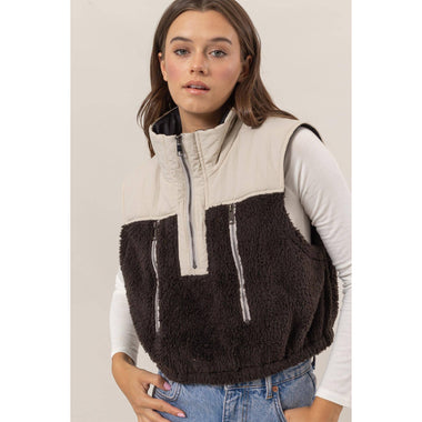 Brooklyn Faux Shearling Half-Zip Vest