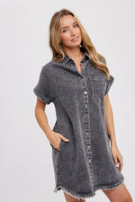 Emma Frayed Denim Shirt Dress