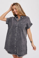 Emma Frayed Denim Shirt Dress