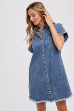 Emma Frayed Denim Shirt Dress