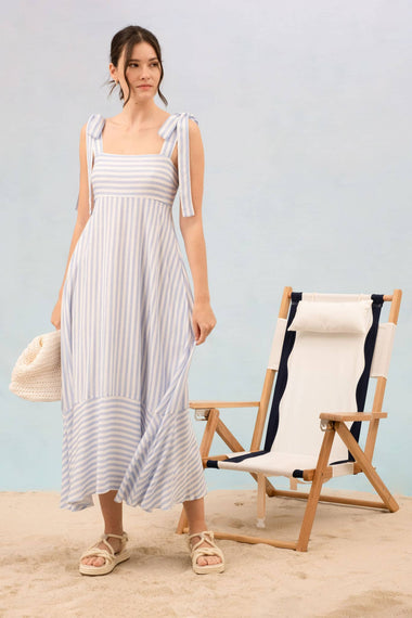 Clover Striped Midi Tie Dress