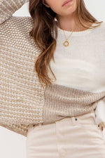 Golden Back Tie Knit Sweater