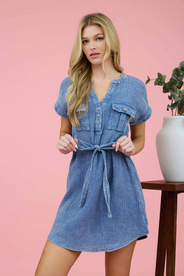 Zoe Washed Button-up Dress