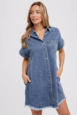 Emma Frayed Denim Shirt Dress