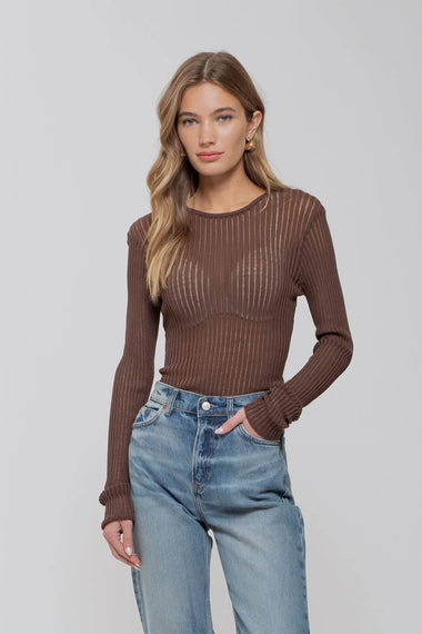 Ember Sheer Ribbed Knit Top