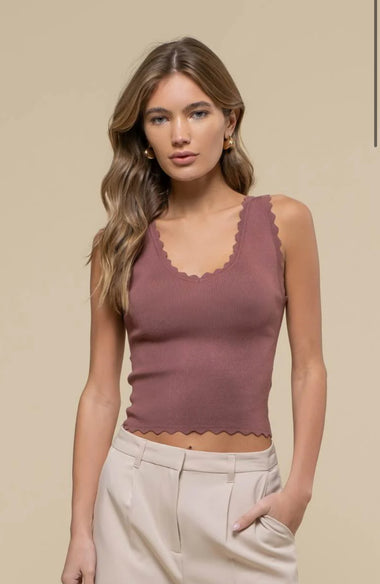 Adelle Scalloped Edge Knit Tank