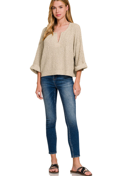 Voyage Split Neck Knit Sweater