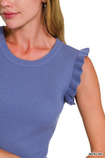 Dahlia Viscose Ruffle Trim Knit Top