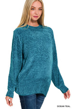 Glowing Chenille Balloon Sleeve Sweater