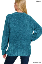 Glowing Chenille Balloon Sleeve Sweater