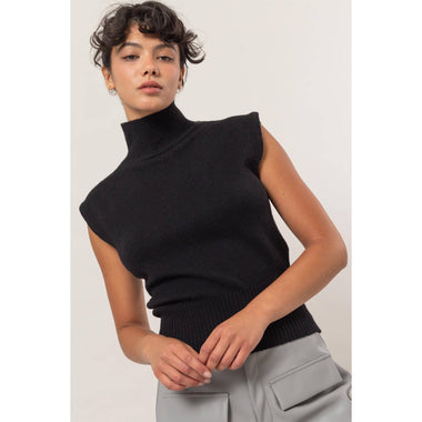 Evoke High-Neck Sleeveless Sweater Top