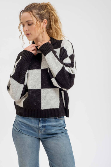 Bella Checkered Knit Sweater