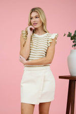 Melia Stripe Ruffle Knit Top