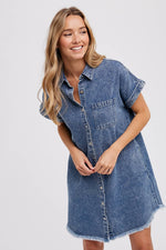 Emma Frayed Denim Shirt Dress