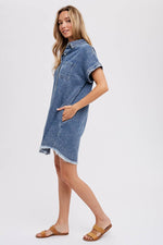 Emma Frayed Denim Shirt Dress