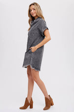 Emma Frayed Denim Shirt Dress