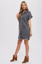 Emma Frayed Denim Shirt Dress