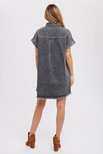 Emma Frayed Denim Shirt Dress